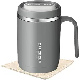 Кухоль office cup 500 мл для кави чаю з вакуумною ізоляцією нержавіюча сталь 304/PP grei