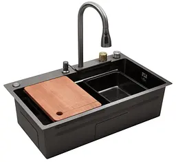 Кухонна мийка Kroner KRP Schwarze - SET7545HM PVD (3.0/0.8 мм) (CV033382)