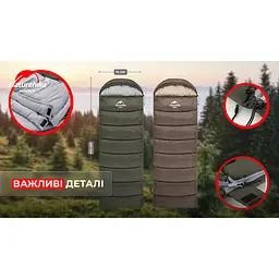 Спальник з капюшоном Naturehike U350S NH20MSD07, (-3°C), лівий, темно-зелений - мініатюра 10