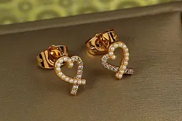 Сережки гвоздики Xuping Jewelry серце обідок 10 мм золотисті