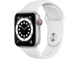 Смарт-часы Apple Watch Series 6 GPS + Cellular 40mm Silver Aluminum Case w. White Sport B. (M02N3)