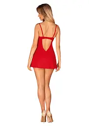 Пеньюар Obsessive Ingridia chemise & thong XL/2XL, червоний, сорочка, стрінги - мініатюра 7