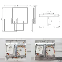 Смарт люстра керована світлодіодна COCO 3S 120 Вт 750x750x142 мм Бiла ESLLSE - мініатюра 10