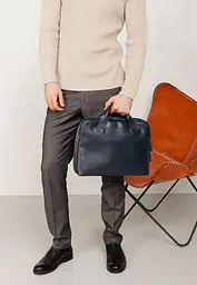 Шкіряна ділова сумка Attache Briefcase синій - мініатюра 3