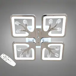 Сучасна стельова LED-люстра в передпокій Diasha S8157/4HR LED 3color — хром, 85 Вт, 37×37 см