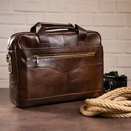 Сумка чоловіча під ноутбук 14669 Vintage коричнева - мініатюра 3