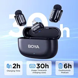 Бездротовий мікрофон BoyaMini для iPhone/iPad Lightning (2 шт), AI голос, шумозаглушення - мініатюра 3