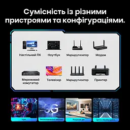 Сетевой патч-корд для соединения Ethernet-портов Vention 1,5 м прямые штекеры RJ45 8P8C на обоих концах Cat7 SFTP до 10 Гбит/с при условии поддержки такой скорости обоими портами экранирование каждой пары и кабеля алюминиевой фольгой полоса пропускания 600 МГц гибкая оболочка из ПВХ чёрный (ICHBG) - миниатюра 5