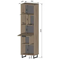 Стелаж для книг та декору на ніжках Moreli Forte F-0016 у стилі Loft 550х2000х400 мм Бетон Тефра - мініатюра 2