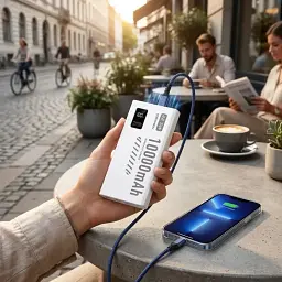 Power Bank Denmen DP43 10000Mah 22.5W QC3.0 LED white EU - мініатюра 4