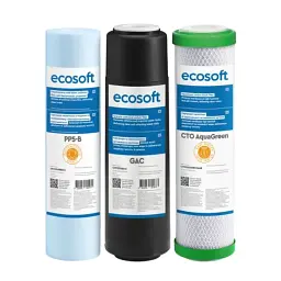 Покращений комплект із 3 картриджів Ecosoft для фільтрів зворотного осмосу з функцією економії води - мініатюра 2