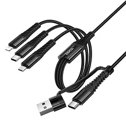 Кабель HOCO X123 Victory 3-in-1 charging cable(USB/C to iP+C+Micro) 1m Чорний
