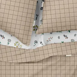 Комплект постільної білизни Cosas полуторний з простирадлом на резинці BEIGE GEOMETRY CS11 160 x 220 см (CellAshbeige_El-FoliageBirds_160) - мініатюра 3