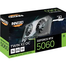 Відеокарта Inno3D RTX 5060 8GB TWIN X2 OC (N50602-08D7X-195070N) (GDDR7, 128 bit, PCI-E v5.0 x16) - мініатюра 2
