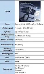 Автомобільний насос - акумуляторний компресор Baseus GoTrip VA1 Pro (C01197) - мініатюра 4