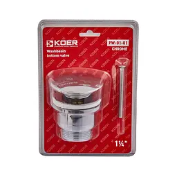 Донний клапан Koer PW-01-01 Click-Clack універсальний KR3400, Хром - мініатюра 2