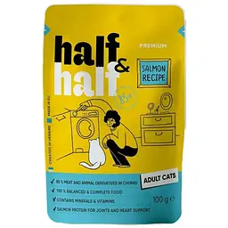 Набір вологого корму для дорослих котів Half & Half шматочки у соусі Мікс 22 шт x 100 г - мініатюра 2