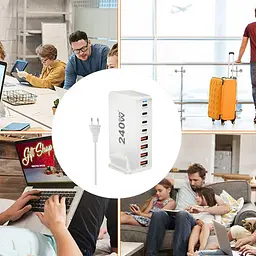 Зарядний пристрій YMS-858 240W для GAN3 (1Type-C100W+3Type-C30W/4USBQC3.018W) Білий - мініатюра 6