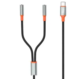 Перехідник USB-C to 2x3.5mm F 1.0m NB-R269B black XO (NB-R269B.black) - мініатюра 2