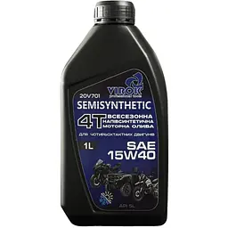 Олива моторна TM VIROK SEMISYNTHETIC 4T SAE 15W-40 для чотиритактних двигунів напівсинтетична 1л (20V701)