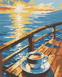 Алмазная мозаика/вышивка Пейзаж. Кофе на пирсе 40*50 см Оригами OD 6006