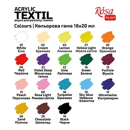 Набір фарб для розпису тканин CAT 18×20 мл ROSA Talent (4823098528791) - мініатюра 5