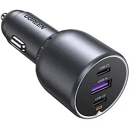 Автозарядка 3xUSB 130W (2xUSB-C+USB-A) QC 3.0 Чорна (EC705) UGREEN (35025)