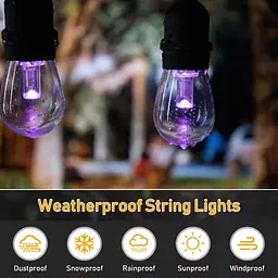 Уличная гирлянда с ретро лампами LED RGB Edison 15шт, 220V, 10метров с переходником - миниатюра 3