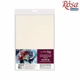 Папір для акварелі Rosa Studio, пакет, А4 (21х29,7 см), 200 г/м², 10 л, дрібне зерно (4823098528449)