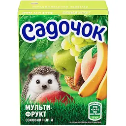 Мультифруктовий соковий напій Садочок з м'якоттю пастеризований  0.2 л (пластикова трубочка) - мініатюра 2