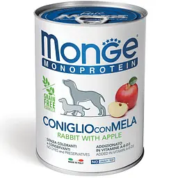 Вологий корм для собак Monge Dog Fruit Monoprotein кролик з яблуками 400 г