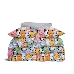 Дитяча постільна білизна в ліжечко SAFARI ANIMALS CS10, помаранчевий (AnimalsCinemaRoseOrange_52Grey_140)
