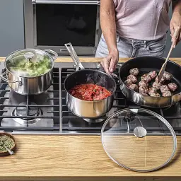 Набір ковшів з кришками KitchenAid SSS 16/18/20 см - 1,5/2,1/3,1 л з керамічним покриттям (CC005740-001) - мініатюра 6