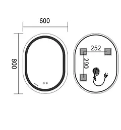 Дзеркало Mixxus Premium ELLIPSE MV05-80x60-REVERSE (LED Touch, Anti-fog (3-6,5kK)) (MP6642) - мініатюра 6