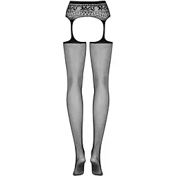 Сітчасті панчохи-стокінги з мереживним поясом Obsessive Garter stockings S307 S/M/L, чорні - мініатюра 6