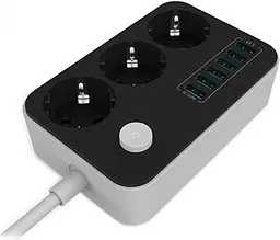 Фільтр-подовжувач мережевий СolorWay 1.8м 3 розетки 6USB black (CW-CHE36B) - мініатюра 2