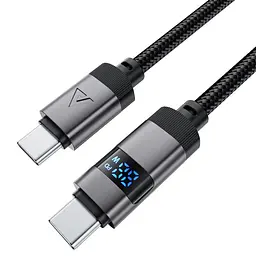 Кабель ACEFAST C15-03 USB-C to USB-C zinc alloy digital display braided charging data cable чорний - мініатюра 3