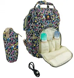 Сумка-рюкзак для мами Disney Мікс 2 в 1 + сумка+USB+ карабіни Baby GO