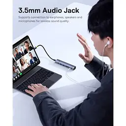 USB-Хаб Baseus UltraJoy Series 7-Port HUB AIR Space Grey (Type-C to HDMI4K@60Hz*1+USB3.0*2+PD*1+SD/TF3.0*1+3.5mm*1) (B00052803811-02) - мініатюра 12