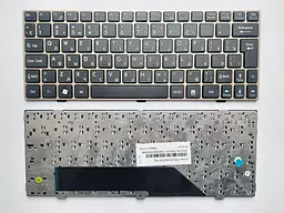 Клавіатура для ноутбуків MSI Wind U135, U160 чорна з золотистою рамкою RU/US