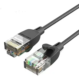 Патч-корд 1м, UTP cat 6A RJ-45 slim black Vention (IBIBF)