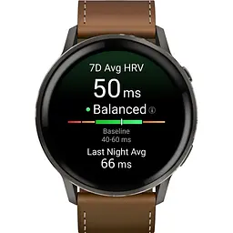 Смарт-годинник Garmin Venu 4 45mm Slate with Brown Leather Band (010-03014-03) [153838] - мініатюра 2