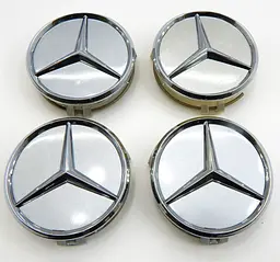 Емблеми коліс Mercedes-Benz Сірі з Хромом D5 мм Пластик для титанових дисків 1 шт (ковпачки заглушки) 171103 - мініатюра 3