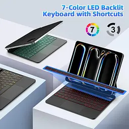 Магнітна клавіатура для iPad Air 13 дюймів M3 2025/M2 2024, iPad Pro 12,9 дюймів 6-го/5-го/4-го/3-го поколінь 2018-2022, трекпад - мініатюра 2