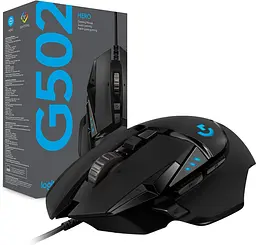 Ігрова дротова мишка Logitech G502 HERO / High Performance / Сенсор PMW3366 / 12 000 DPI / Black , Чорний - мініатюра 2