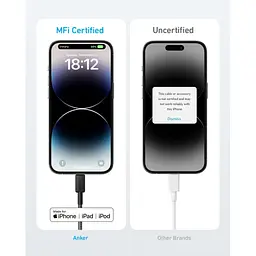 Дата кабель USB-C to Lightning 1.8m nylon 322 black Anker (A81B6G11) - мініатюра 3