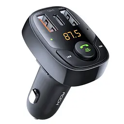 Автомобільний зарядний пристрій/ФМ-модулятор ROCK B301 FM Bluetooth Car Charger Чорний