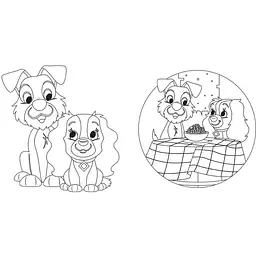 Розмальовка "Гра з кольором. Леді та Бродяга" 1426008 Disney Маля, 12 сторінок - мініатюра 2
