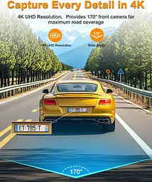 Відеореєстратор POYBPCY з 4K-камерою спереду і CPL-фільтром, дисплей 1,47 дюйма, SD-карта на 64 ГБ, керування через Wi-Fi 5G - мініатюра 4