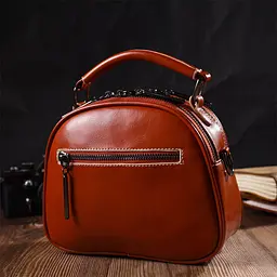 Зручна глянсова сумка на плече з натуральної шкіри 22129 Vintage коричнева - мініатюра 8